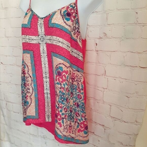 NWOT Madison Marcus Pink Baroque Print Sleeveless Silk A-Line Top Sz.S MSRP $228 - Picture 2 of 4